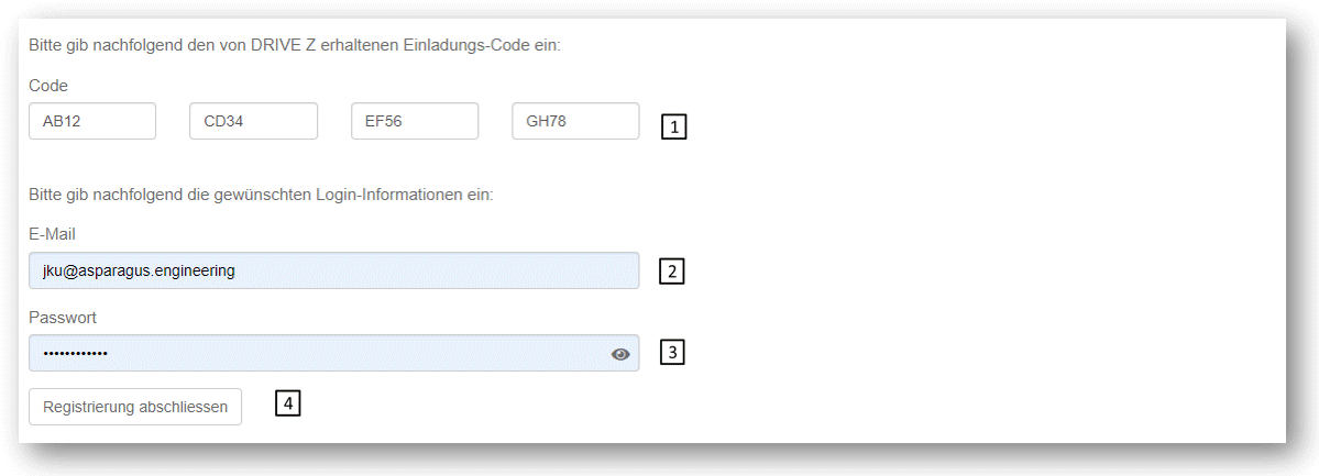 portal anmeldung einladungscode